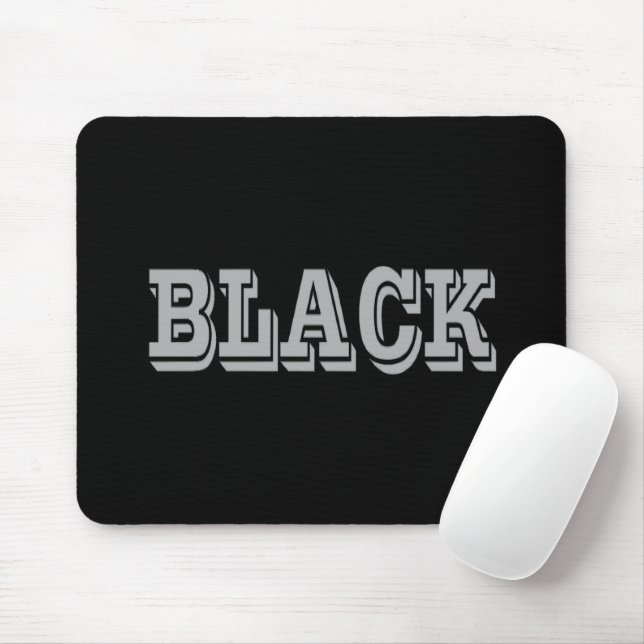 Black With Grey Text On Black Solid Colour  Mouse Mat (With Mouse)