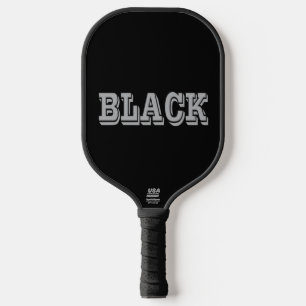 Black With Grey Text On Black Solid Colour Pickleball Paddle