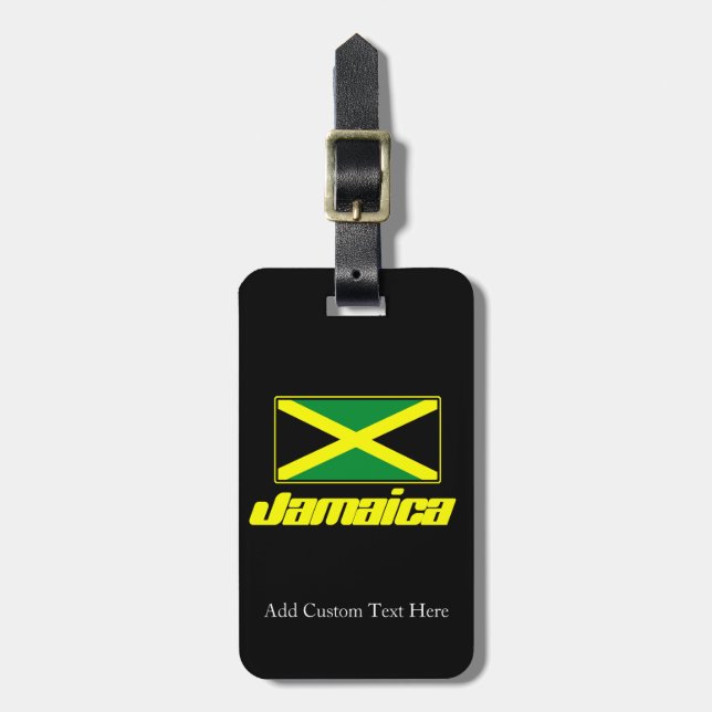 Black with Jamaica Flag Luggage Tag (Front Vertical)