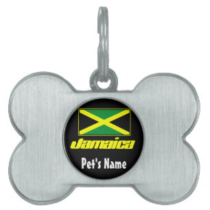 Black with Jamaica Flag Pet Name Tag