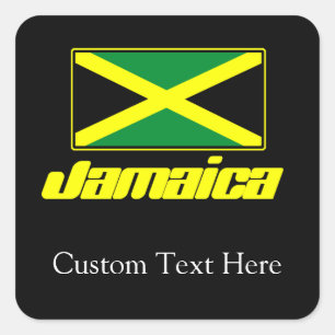 Black with Jamaica Flag Square Sticker