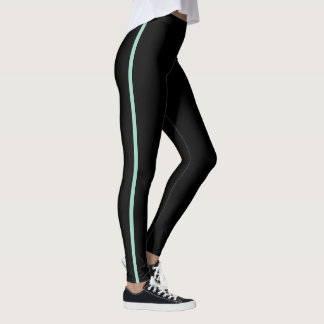 Black with Mint Stripe Leggings