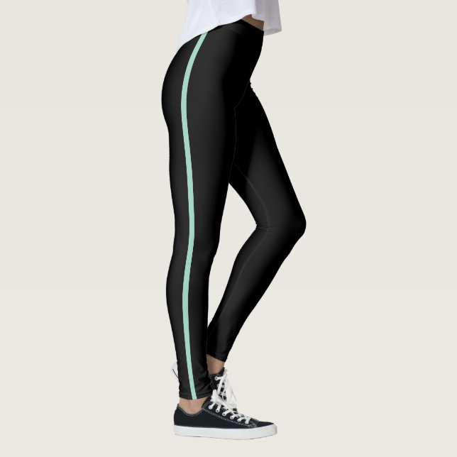 Black with Mint Stripe Leggings  (Right)