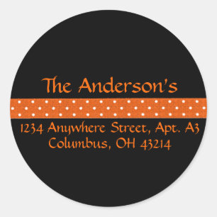 Black with Orange Dotted Ribbon Address Labels