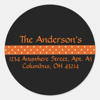Black with Orange Dotted Ribbon Address Labels