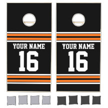 Black with Orange White Stripes Team Jersey