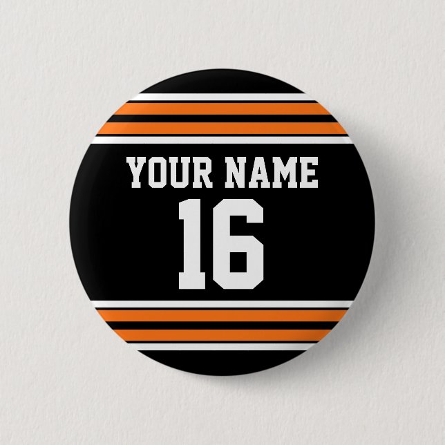 Black with Orange White Stripes Team Jersey 6 Cm Round Badge (Front)