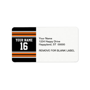 Black with Orange White Stripes Team Jersey Label