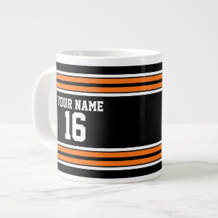 Black with Orange White Stripes Team Jersey Large Coffee Mug