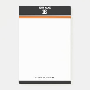 Black with Orange White Stripes Team Jersey Post-it Notes