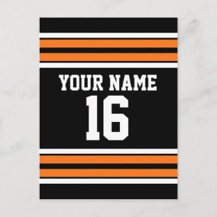 Black with Orange White Stripes Team Jersey Postcard