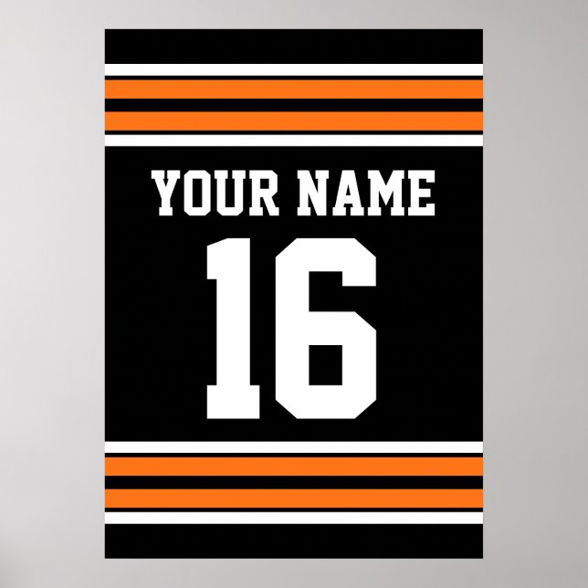 Black with Orange White Stripes Team Jersey Poster (Front)