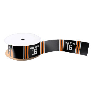 Black with Orange White Stripes Team Jersey Satin Ribbon