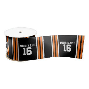 Black with Orange White Stripes Team Jersey Satin Ribbon
