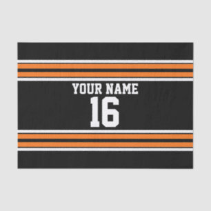 Black with Orange White Stripes Team Jersey Tissue Paper