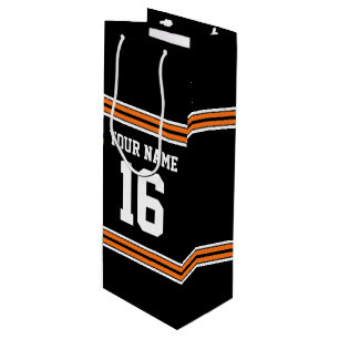 Black with Orange White Stripes Team Jersey Wine Gift Bag