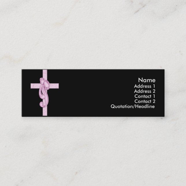 Black with Pink Cross & Bow Profile Cards (Front)