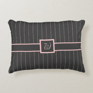 Black with Pink Pinstripes Accent Pillow