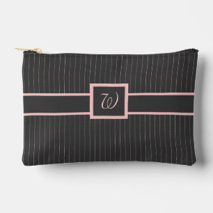 Black with Pink Pinstripes Accessory Pouch