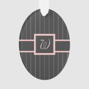 Black with Pink Pinstripes Acrylic Ornament