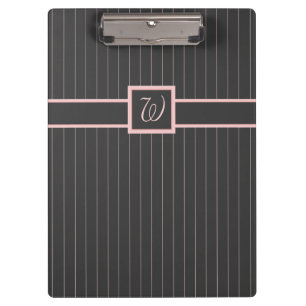 Black with Pink Pinstripes Clipboard