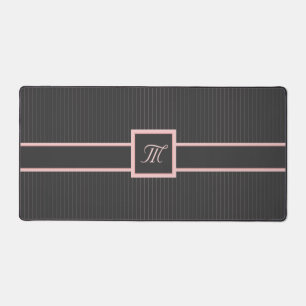 Black with Pink Pinstripes Desk Mat