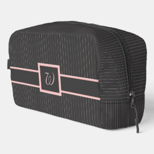 Black with Pink Pinstripes Dopp Kit