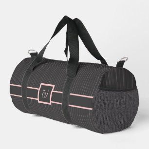 Black with Pink Pinstripes Duffle Bag
