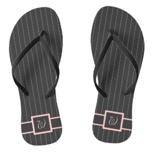 Black with Pink Pinstripes Flip Flops