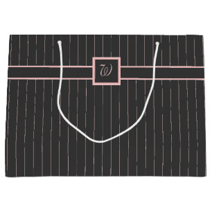 Black with Pink Pinstripes Gift Bag