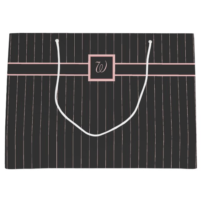 Black with Pink Pinstripes Gift Bag (Front)