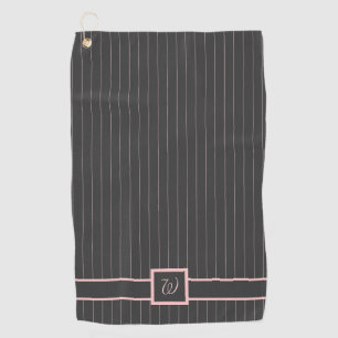 Black with Pink Pinstripes Golf Towel