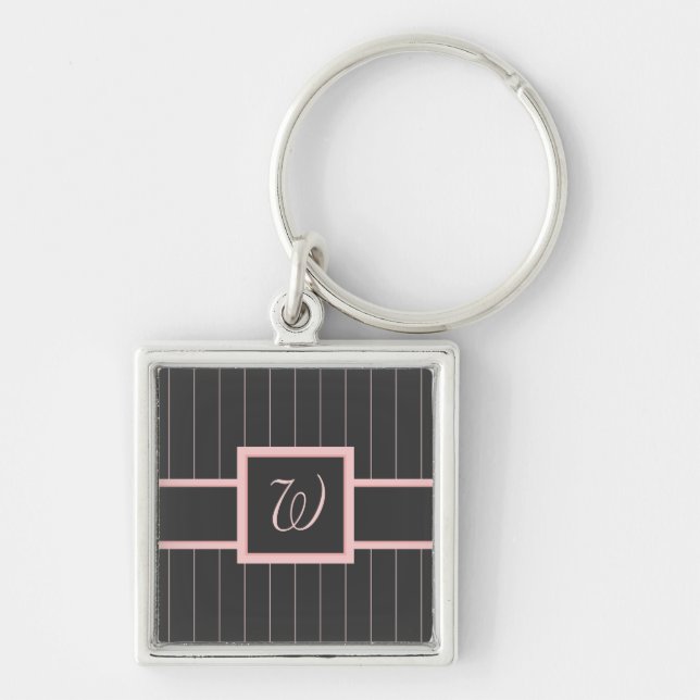 Black with Pink Pinstripes Keychain (Front)
