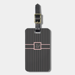 Black with Pink Pinstripes Luggage Tag