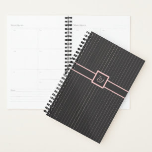 Black with Pink Pinstripes Planner