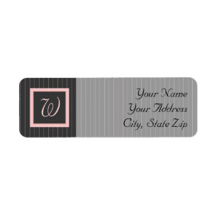 Black with Pink Pinstripes Return Address Label