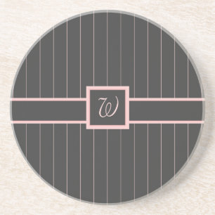 Black with Pink Pinstripes Sandstone Coaster