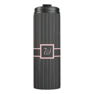 Black with Pink Pinstripes Thermal Tumbler