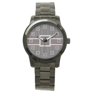 Black with Pink Pinstripes Watch