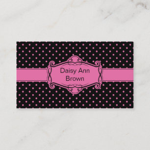 Black with Pink Polka Dots Business Card