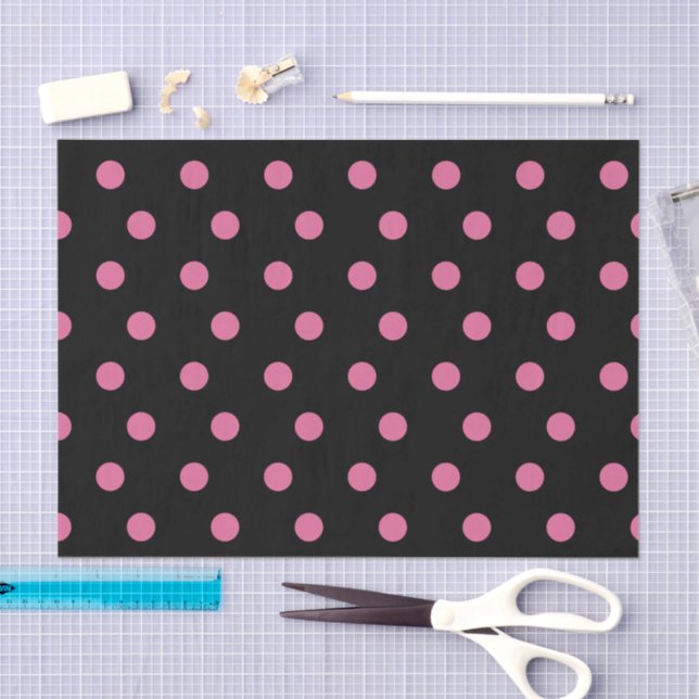 Black with pink polka dots tissue paper (Craft)