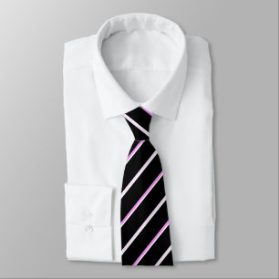 Black With Pinkish/White Stripes Tie