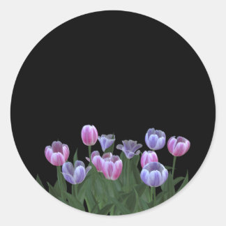 Black with Pretty Tulip Flowers Stickers