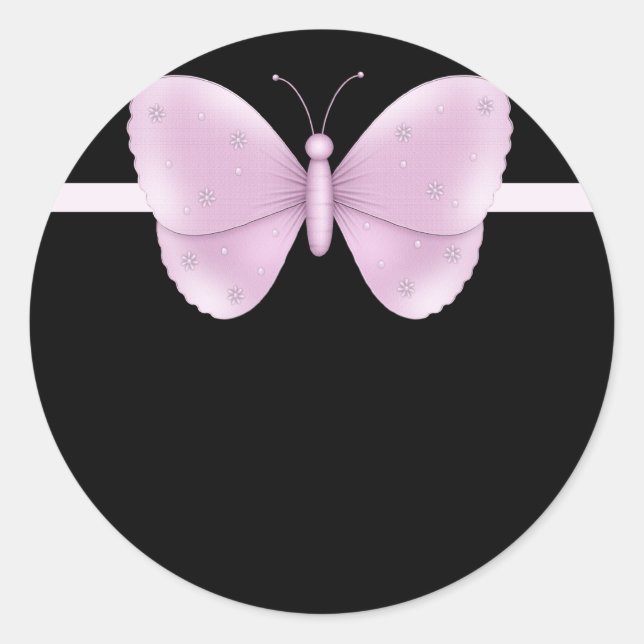 Black with Purple Butterfly Stickers (Front)