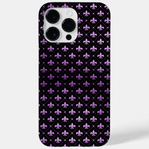 BLACK WITH PURPLE FLEUR DI LIS PATTERN Case-Mate iPhone 14 PRO MAX CASE