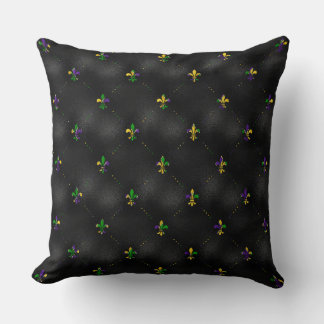 BLACK WITH PURPLE GOLD GREEN FLEUR DI LIS CUSHION