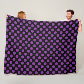 BLACK WITH PURPLE POLKA DOTS FLEECE BLANKET
