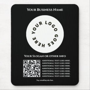 Black with QR code add your own text and logo Mouse Mat