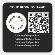 Black with QR code add your own text and logo
