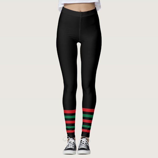 Black with Red Green Sock> Large size leggings (Front)